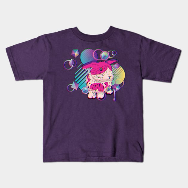 Techno bunny with patterns Kids T-Shirt by AnnArtshock